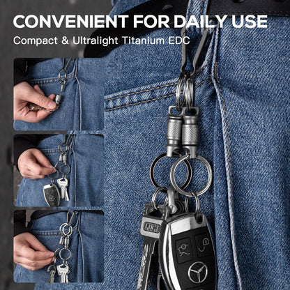 TISUR Titanium Quick Release Keychain, Retractable Key Chain Detachable Keychain Clip，Pull Apart Key Rings Holder for Men Women