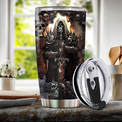 WONWIX Skull Tumbler, Birthday Gifts For Men Who Love Skulls Coffee Mug Cup Christmas Valentine Gift Water Bottle Black Tumblers 20oz Stainless Steel Travel Cups With Lid