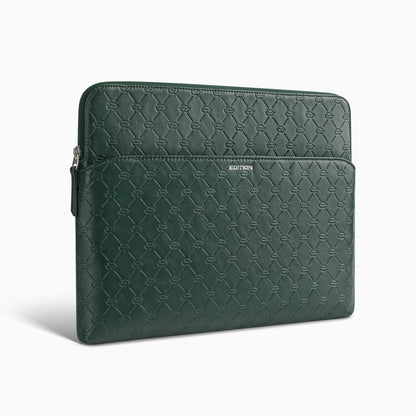 Comfyable x Edition Faux Leather Laptop Sleeve 13 14 Inch, Compatible with 13" MacBook Air M5 & 14" MacBook Pro M5 Pro/Max 2026, Mac Travel Case with a Front Zip Pocket for Men Women, Midnight Green