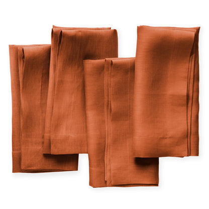 Linen Napkins Set of 4-100% Pure Linen Burnt Orange Dinner Napkins 20 x 20 inch - Cloth Napkins Washable with Mitered Corners for Fall, Halloween, Thanksgiving and Autumn Holiday