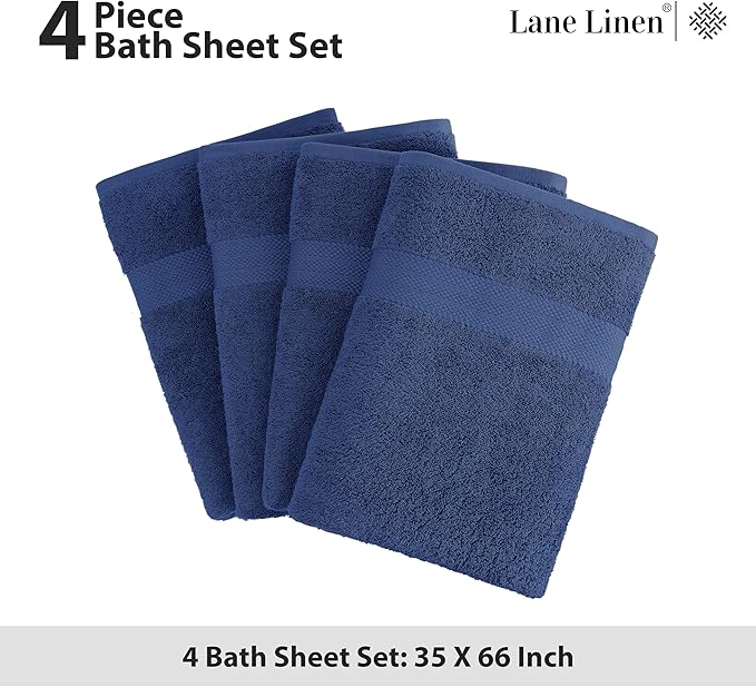 LANE LINEN 100% Cotton Bath Sheets 4 Pack