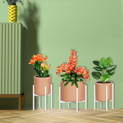 DDPow Heavy Plant Stand for 10"-16" Plant Pot Indoor Outdoor Corner, Adjustable Metal Heavy Duty for Large Pot (White 1 Pack)