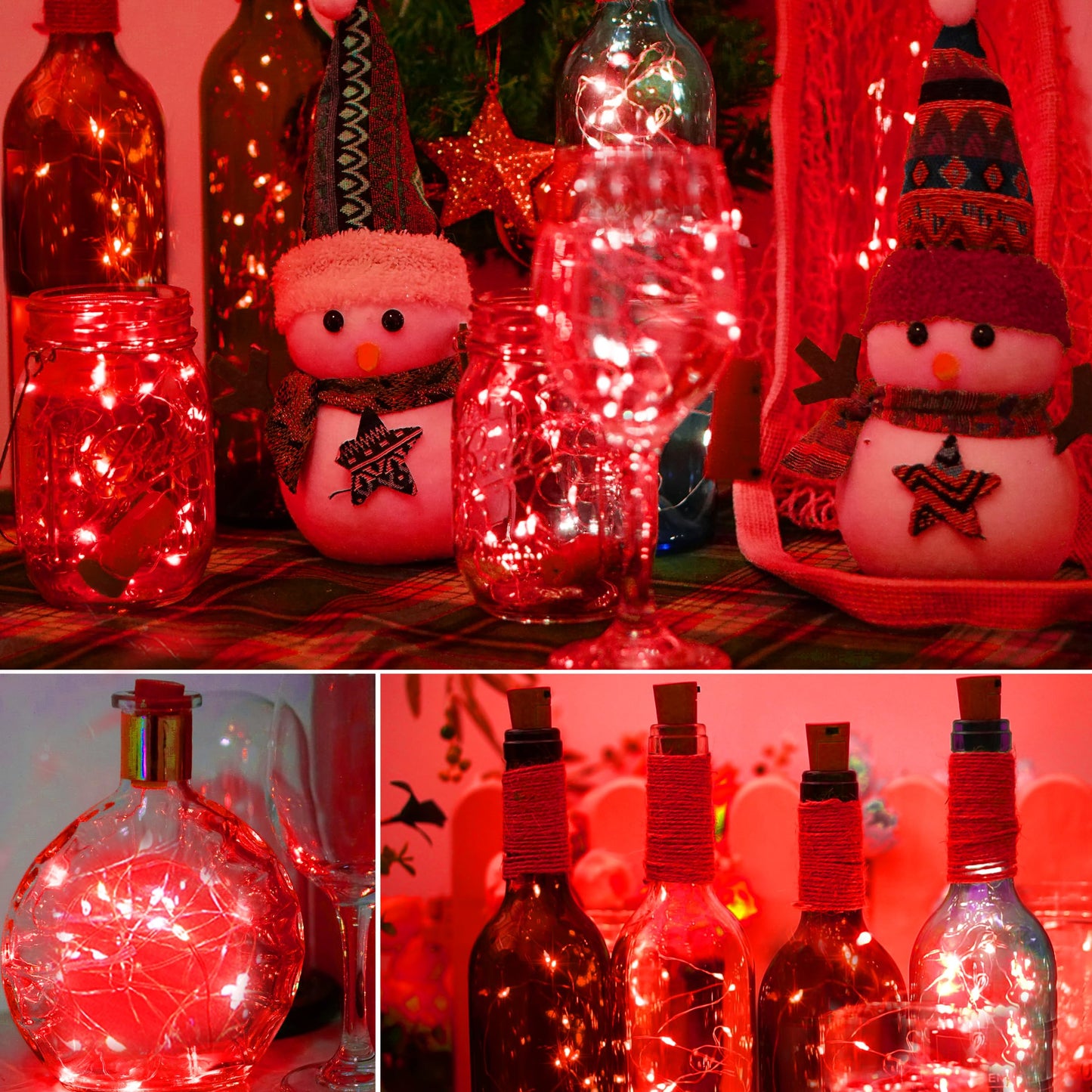 SmilingTown 12 Packs 20 LED Wine Bottle Lights with Cork - Red Fairy String Lights Battery Operated Cork Lights for Wine Liquor Bottle,Jar,Vase,Christmas,Birthday,Wedding Halloween Party Table Decor