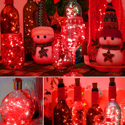 SmilingTown 12 Packs 20 LED Wine Bottle Lights with Cork - Red Fairy String Lights Battery Operated Cork Lights for Wine Liquor Bottle,Jar,Vase,Christmas,Birthday,Wedding Halloween Party Table Decor