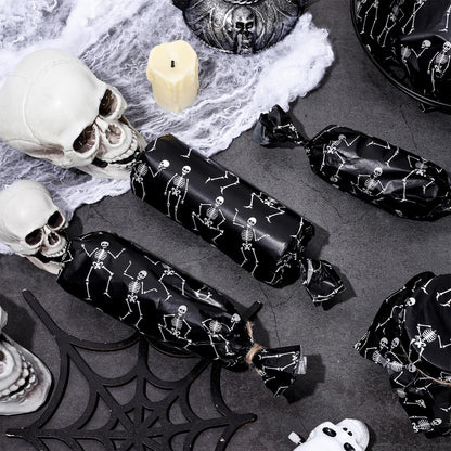 JarThenaAMCS 240Pcs Halloween Skeleton Wax Paper Sheet Black White Skeleton Deli Paper Food Wrapping Paper Waterproof Oil Proof Paper Liners for Party Picnic Kitchen Baking Supplies, 9.8 x 8.3 Inch