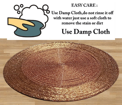 Glitz Handmade Beaded Charger Placemats - Set of 4 Handmade Beaded Placemats - Everyday Dining Essentials for Halloween, Harvest, Autumn, Fall, Holidays, Christmas - 13 Inch Round, Copper Tonal