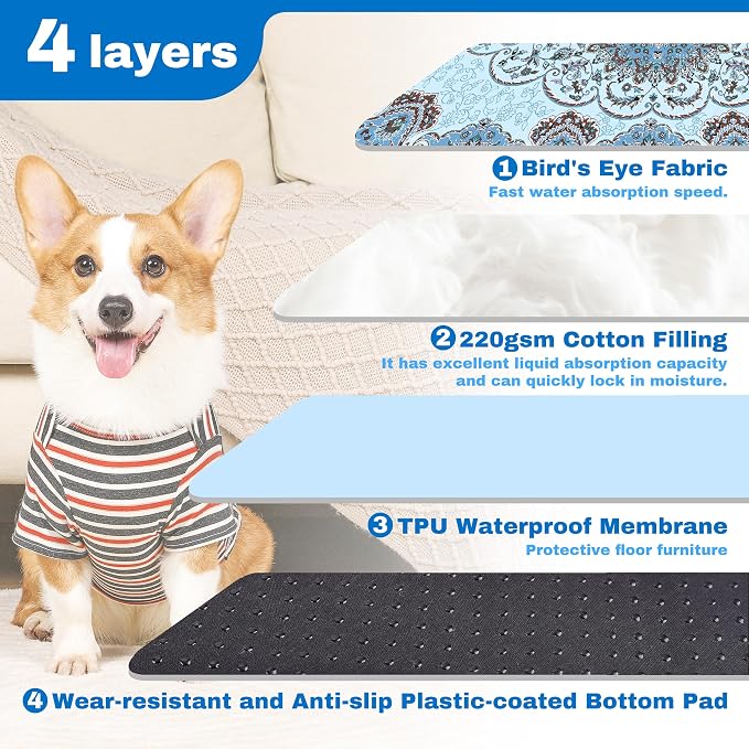 PatiencET Washable Pee Pads for Dogs Cat Litter Mat 72'' x 72" Super Absorbent Leakproof Reusable Puppy Pads 1 Pcs Puppy Training Pad with Non-Slip Bottom for Potty Whelping Playpen Crate Green