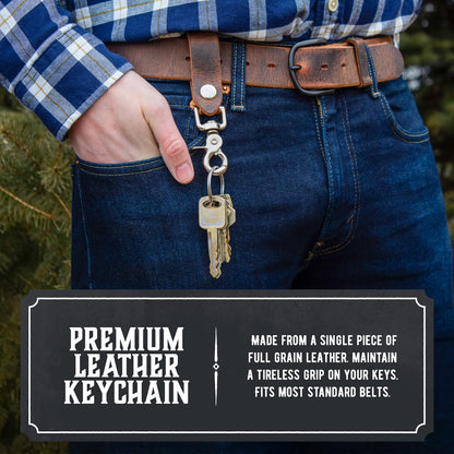 Main Street Forge | Full Grain Leather Keychain for Men | Made in USA | Hand Made | Luxury Valet Key Chain | Quick Detach | Men's Key Ring Organizer