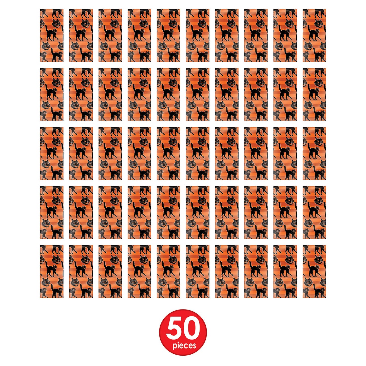 Beistle 50 Piece Vintage Halloween Plastic Cellophane Treat Bags For Cookies, Candies, And Party Favors, Includes Twist Ties