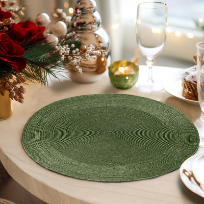 COTTON CRAFT Beaded Charger Placemats - Set of 4 Handmade Glitz Placemats - Harvest Fall Thanksgiving Halloween Holiday Christmas Dining Table Mat - Party Table Décor - 13.5 inches Round - Green