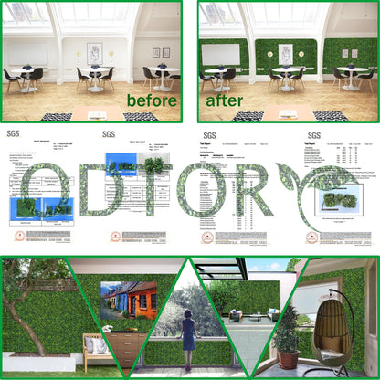 ODTORY Artificial Boxwood Roll Panels: 48 X 160 in(53.5 sqft) UV-Anti Artificial Ivy Privacy Fence Wall Screen for Indoor Outdoor Green Grass Wall Decor & Ivy Fence Covering Privacy