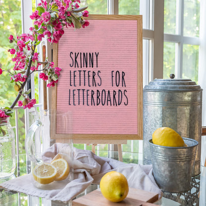Skinny Letterboard Letters Only Set NO BOARD INCLUDED with Rae Inspired Font Perfect Farmhouse Decor Accessory for Changeable Felt Letter Boards, 2 Inch Black Letters Numbers Symbols Only