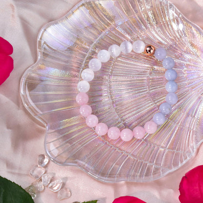 Ayriwoyi Rose Quartz Bracelet for Women Healing Crystal Stone Beaded Bracelet Aquamarine Love Bracelet Carnelian Selenite Bracelets