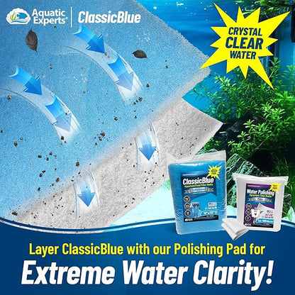 Aquatic Experts Classic Bonded Aquarium Filter Pad -18 Inches by 12 Feet by .75 Inch - Blue and White Aquarium Filter Media Roll Bulk Can Be Cut to Fit Most Filters, Made in USA (18" x 12 Feet)