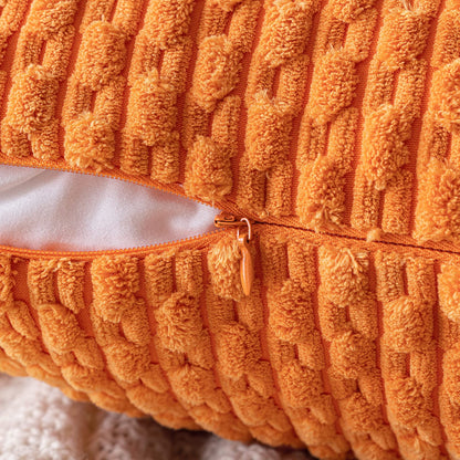 MIULEE Orange Throw Pillow Covers Soft Corduroy Decorative Set of 2 Boho Striped Pillow Covers Pillowcases Farmhouse Home Decor for Halloween Couch Bed Sofa Living Room 20x20 Inch