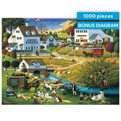 Buffalo Games - 1000 Piece Jigsaw Puzzle Charles Wysocki Hound of The Baskervilles, Made in USA, Premium Recycled Board, Reference Diagram