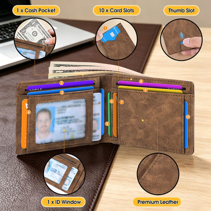 XZVXZV Man Slim Wallet Leather Money Clip RFID Blocking Front Pocket Minimalist Bifold Wallet Thin Credit Card Holder Coffee