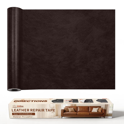 ONine Repair ，Leather Repair Tape, 12 x 48 inches Leather Repair for Furniture,Vinyl Repair Kit， Couch Patch，for Sofas, Furniture, Car Seats(Dark Brown)