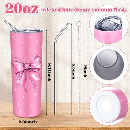 Geiserailie 2 Pack Witch Graduation Gifts for Daughter Pink and Green Stainless Tumblers 20 oz Bow Movie Steel Cups with Lids for Witch Fans Accessory for Women Friend Birthday Party Favor