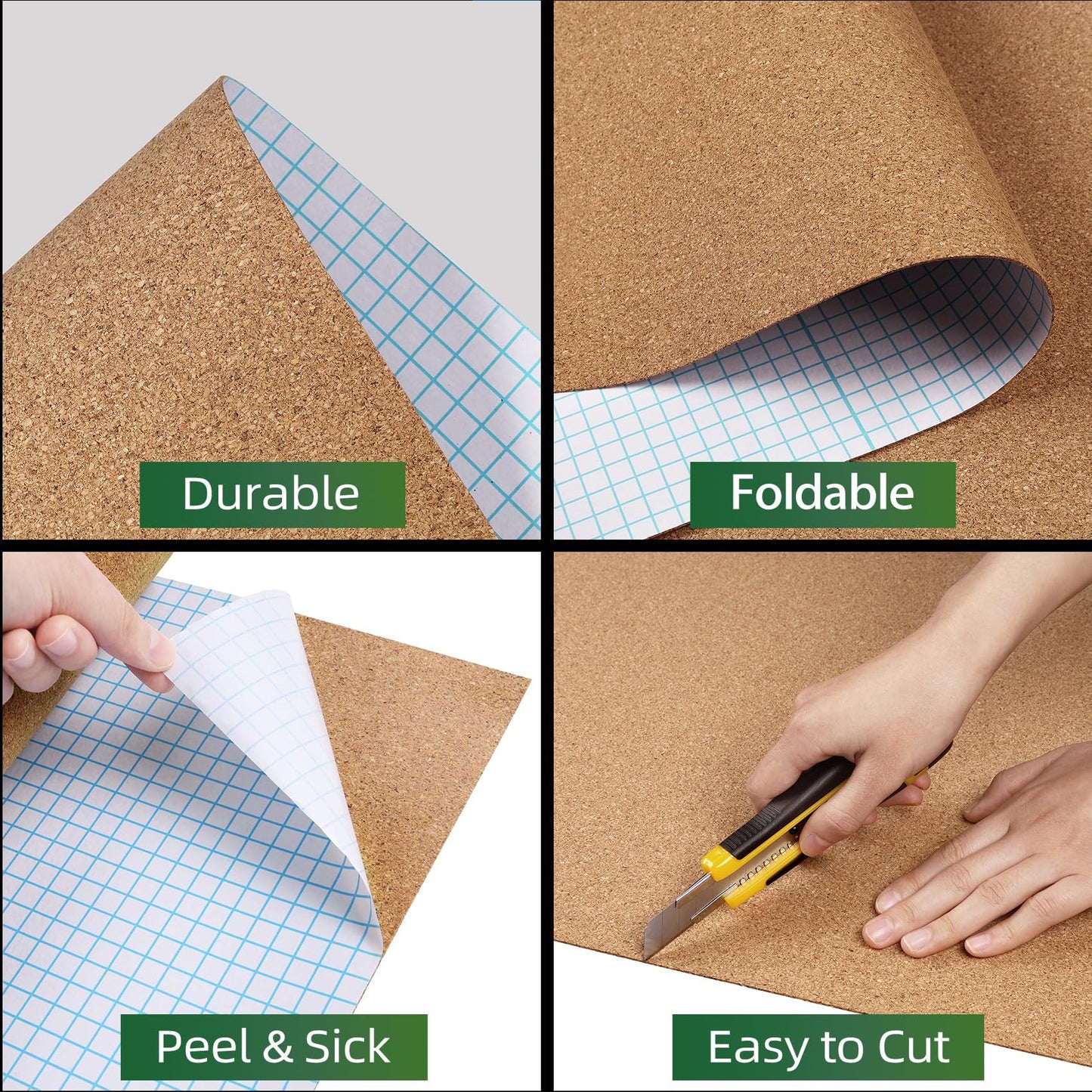 ReWallpaper Cork Board Roll Peel and Stick 3mm Thick Self Adhesive Cork Sheet Easy Cut Bulletin Board for Wall Crafts DIY Coasters Shelf Drawer Liner Home Office School Notes Photos Use 12in x 3.9ft