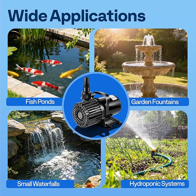 VIVOHOME Electric 100W 1600GPH Submersible Water Pump for Koi Pond Pool Waterfall Fountains Fish Tank and Aquarium