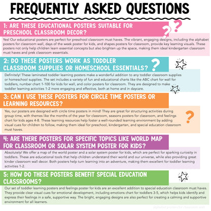 Hadley Designs 16 Educational Posters for Classroom Decor - Boho Educational Posters for Toddlers 1-3, Toddler Learning Posters for Kids Ages 3-5, Kindergarten & Preschool Classroom Must Haves