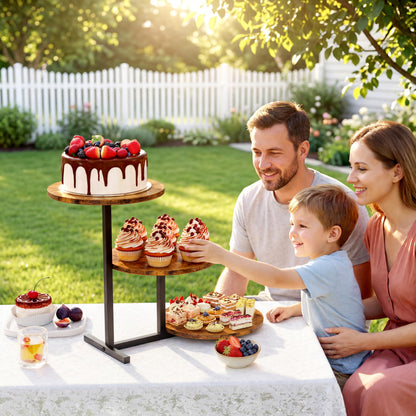 Emfogo 3 Tier Cupcake Tower Stand for 24 Cupcakes, Wooden Tiered Tray Stands, Display Cup Cake Dessert Tower for Party Afternoon Tea, Food Holder Stand for Baby Shower Wedding Birthday (1 Pack)