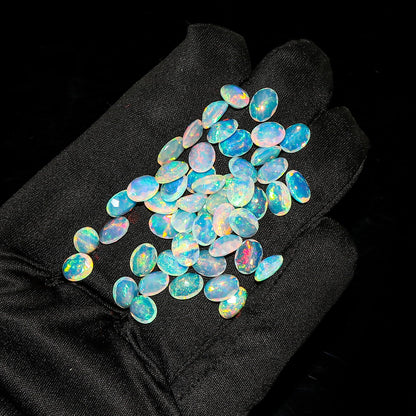 2 Pcs, 8X6 MM, YASHEE Natural Ethiopian Opal,Briliant Cut, Oval Shape, Jewelry Making Supply, Chakra Energy Healing Gemstone, Real Crystal, october Birthstone, Wholesale deal