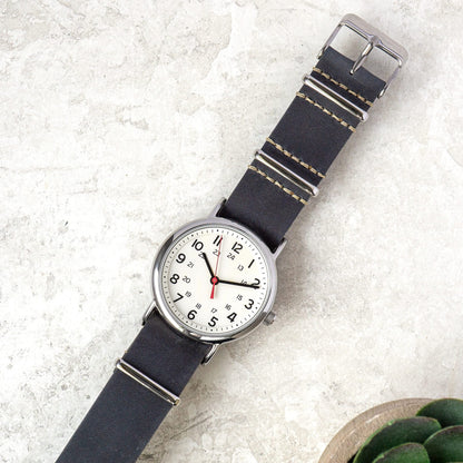 Benchmark Basics Leather Watch Band - Crazy Horse Oiled Leather One-Piece Watch Straps for Men & Women - Choice of Color & Width - 18mm, 20mm, 22mm or 24mm (18mm, Dark Grey)
