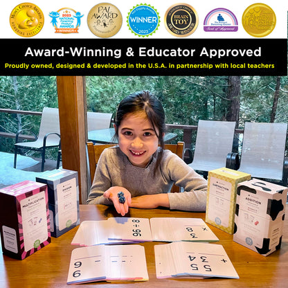Award-Winning Math Flash Cards – 681 Addition, Subtraction, Multiplication & Division Facts (0–12) – 1 Fact & Visual Aid Per Card (Jumbo Size) 2 Dice, Games, Teaching Methods & Mastery Divider Tabs