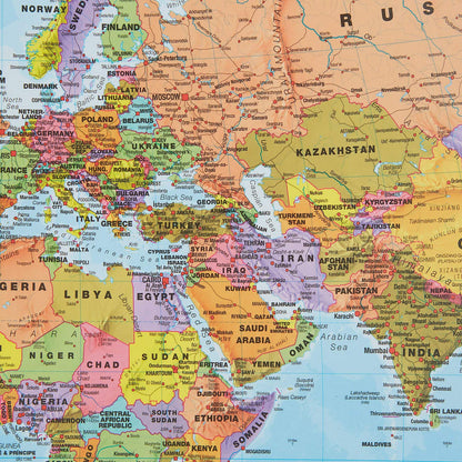 Large World Wall Map (political) - with flags (Large World Map with Flags - 33 x 47 inches