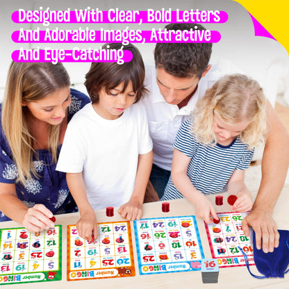 SpriteGru Alphabet Bingo Game, Uppercase/Lowercase/Number Bingo Game ABC and 123 Bingo Board Game for Kindergarten and Preschool Kids 4+, Perfect for Classroom & At Home