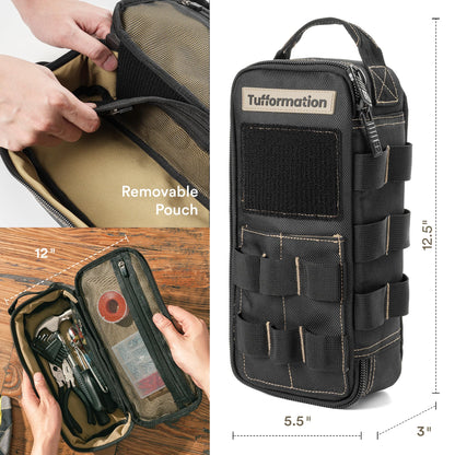 Tufformation Heavy Duty Small Tool Bag Pouch Portable Utility Organizer Case with Zipper Handle. Perfect for EDC, Motorcycle, Road Bike, Electricians & More