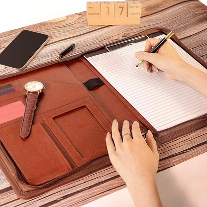 Customized Employees Organizer Padfolio Planner, Personalized Leather Portfolio for Staffs Colleagues, Custom Employee Gift, Brown Leather Padfolio for Colleague, Portfolio Planner for Men