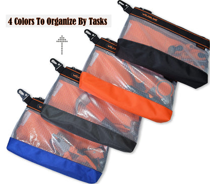 WELKINLAND Clear Tool Pouch, 4PCS Tool pouches, 13" Tools pouch, Zipper tool pouch, Tool pouch bag, Tool bag organizer, Small tool bag, Small tool pouch, Small tool bags, Tool pouches with zipper