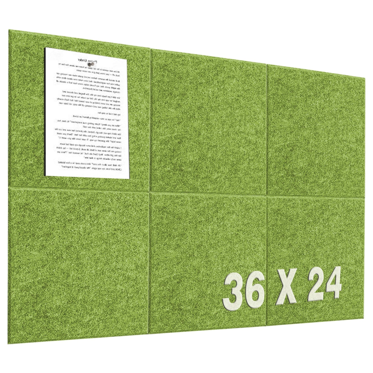 Leallace Green Felt Cork Tiles, 24" x 36" Large Cork Board, Bulletin Board for Christmas Decorations, 6 Pack Felt Boards with 30 Pushpins, Cork Boards for Office, Classroom, Home
