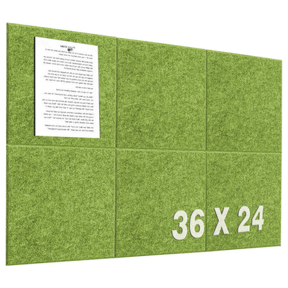 Leallace Green Felt Cork Tiles, 24" x 36" Large Cork Board, Bulletin Board for Christmas Decorations, 6 Pack Felt Boards with 30 Pushpins, Cork Boards for Office, Classroom, Home