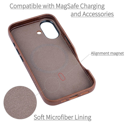 Dockem Genuine Leather Case V2 for iPhone 16 with Full Camera Control Cutout, Compatible with MagSafe (MSGL, Brown)