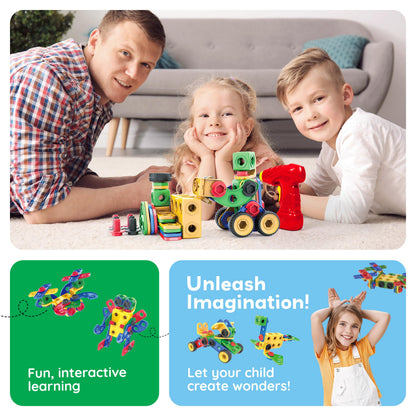 PicassoTiles 152pc STEM Construction Toy Building Set for Kids Ages 3+ Includes Power Drill, Ratchet, Idea Book, Storage Box Educational Engineering Science Kit & Sensory Toys for Boys & Girls PTN152