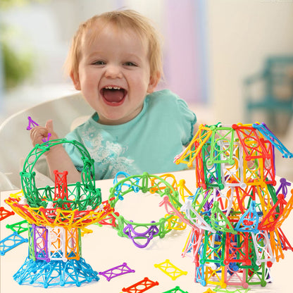RAINBOW TOYFROG Snap-N-Twist Building Blocks - 270 Piece Set of Flexible Interlocking Math Manipulatives - Open Ended STEM Toys for 5 to 12 Year Old Boys & Girls - Indoor Recess Games for Classroom
