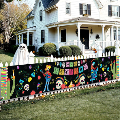 KatchOn, Day of the Dead Yard Banner - XtraLarge, 120x20 Inch | Mexican Halloween Banner for Day of the Dead Decorations | Dia De Los Muertos Backdrop, Dia De Los Muertos Decorations