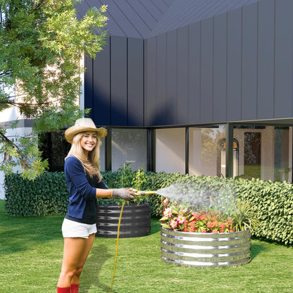 DIIYIV 2x2x1.3ft Galvanized Raised Garden Bed, Planter Raised Garden Beds Outdoor, Round Clearance Raised Garden Beds for Gardening Vegetables