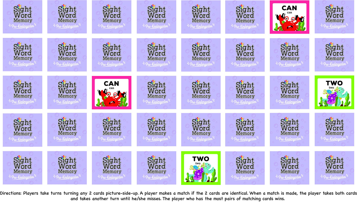 Urban Supply Sight Word Memory Game / Matching Game. Reading & Language Building for Grades Pre-Kindergarten Through Second Grade. Early Children's Educational Learn to Read (Pre-Kindergarten)