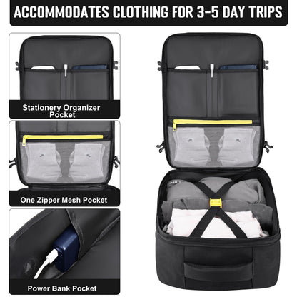 HILOMON Black Travel Backpack for Men Women, TSA Approved Personal Item Size 18x14x8 Under Seat Backpack for Airplanes 15.6inch Laptop 30L Luggage Carry On Bag