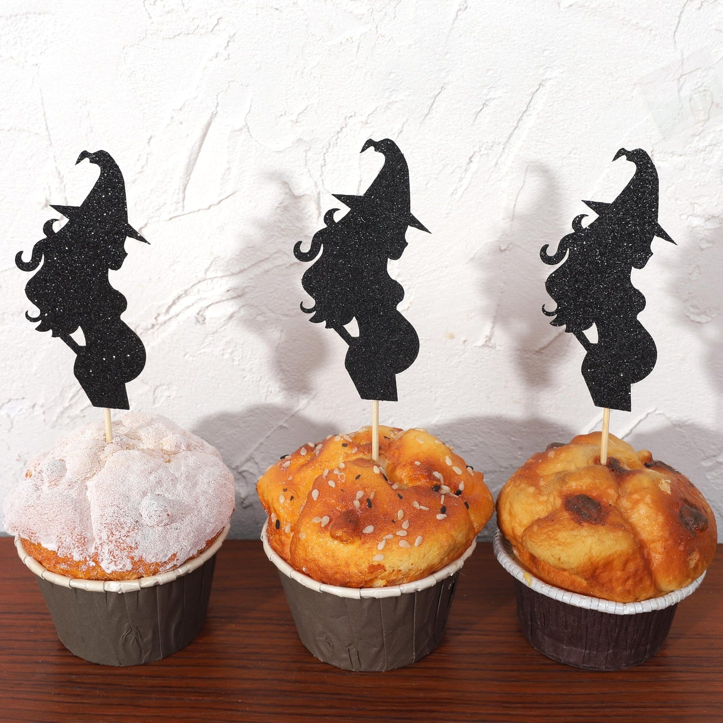 12pcs Halloween Witch Baby Shower Cupcake Toppers - Cauldron Witch Gender Reveal Party Decorations, Halloween Boy or Girl Cupcake Toppers