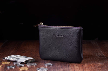 Chelmon Vegan Leather Coin Purse Pouch Change Purse With Zipper For Men Women (CH Steel Purple)