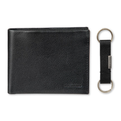 Calvin Klein Men's Leather Passcase Wallet with Keychain, Black, One Size