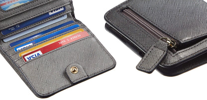 Toughergun Women’s Small Slim Leather Wallet with RFID Protection, Compact Bifold Mini Purse with Clear ID Window