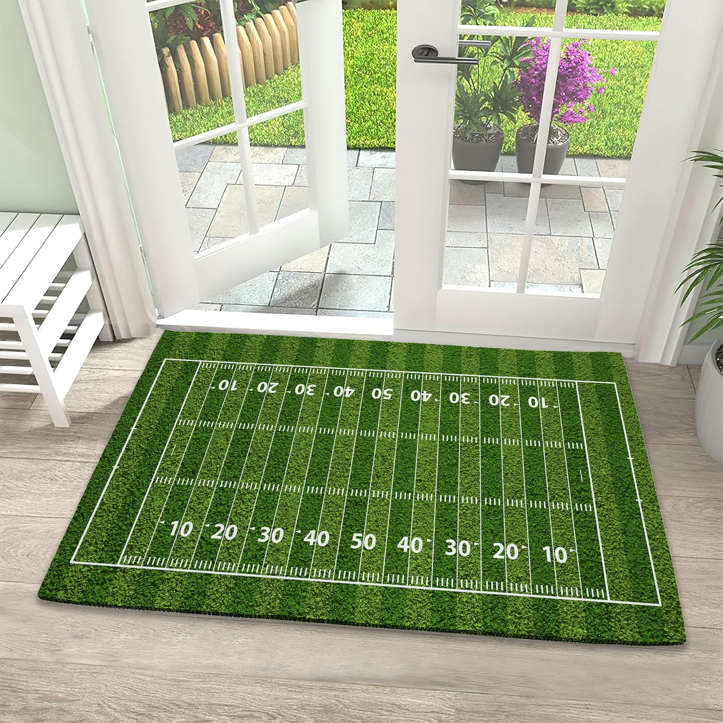 Front Door Mat, American Football Field Indoor Outdoor Entrance, Welcome Mats, Non-Slip Door Mats, Low Profile Front Door Mat,Entryway Mat for Porch Patio 17''x30''