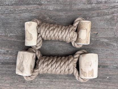 Coffee Wood Dog Toy - Eco-Friendly, Durable, Non-Toxic Hemp Rope Dog Toy - Tough Chew & Tug Toy for Moderate Chewers - Safe Outdoor & Indoor Play for Large Dogs, (1.5”x 9”x 2”)